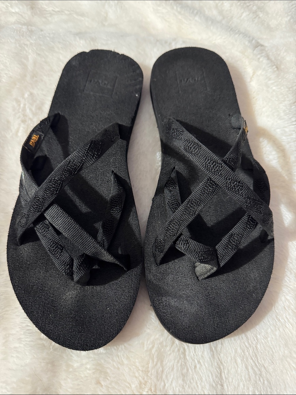 Teva Women's Black Crisscross Strap Slide Sandals with Woven Straps
